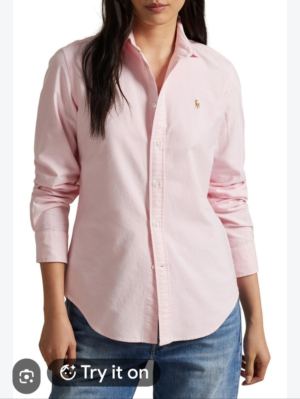 Women's Ralph Lauren Pale Pink Slim fit Button-Down Oxford Shirt